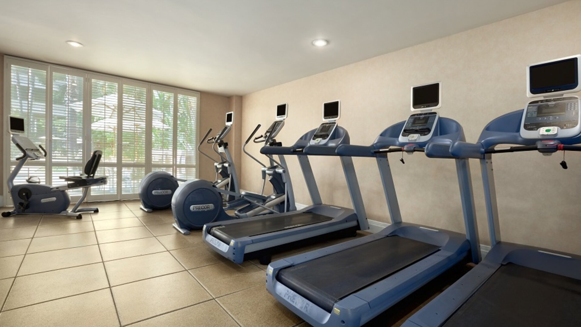 Fitness center available at Embassy Suites By Hilton Brea North Orange County.