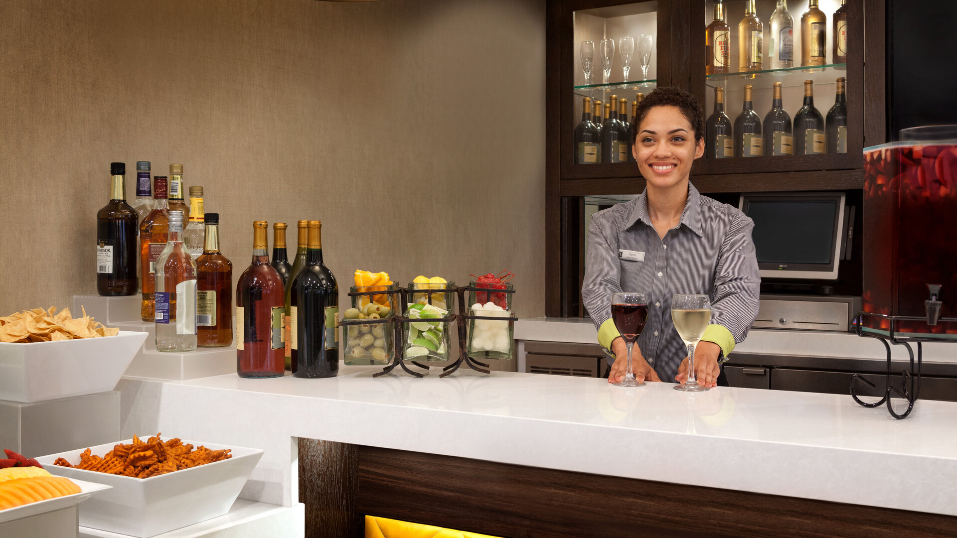 Hotel bar at Embassy Suites By Hilton Brea North Orange County.