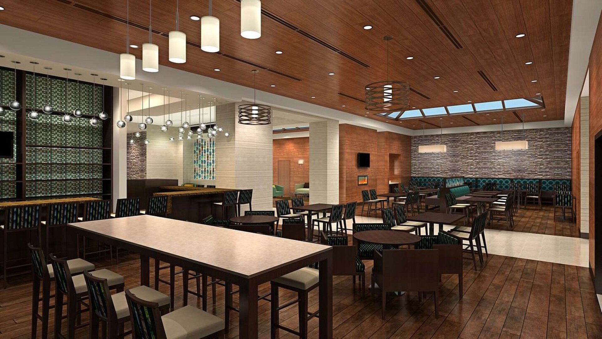 Dining area perfect for coworking at Hyatt Place West End Georgetown.