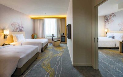 Spacious twin deluxe room at the Hilton Garden Inn Kuala Lumpur Jalan Tuanku Abdul Rahman North.