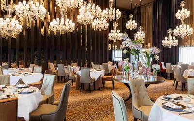 Beautiiful and elegant dining hall at the Hilton Singapore Orchard.