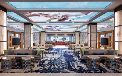 Beautiful lobby area, perfect as workspace at the Signia by Hilton Orlando Bonnet Creek.