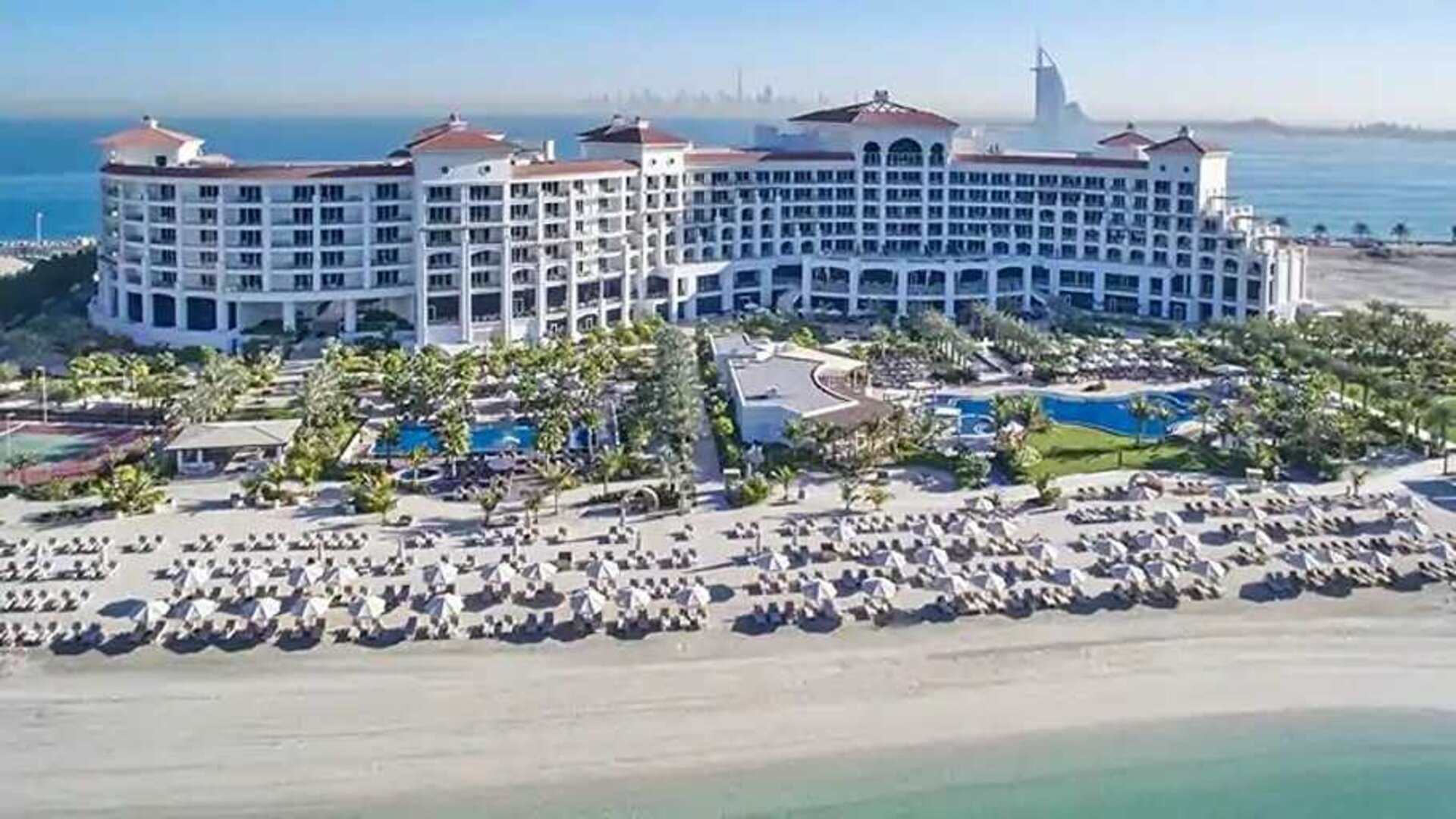 Stunning view of the resort beach at the Waldorf Astoria Dubai Palm Jumeirah.