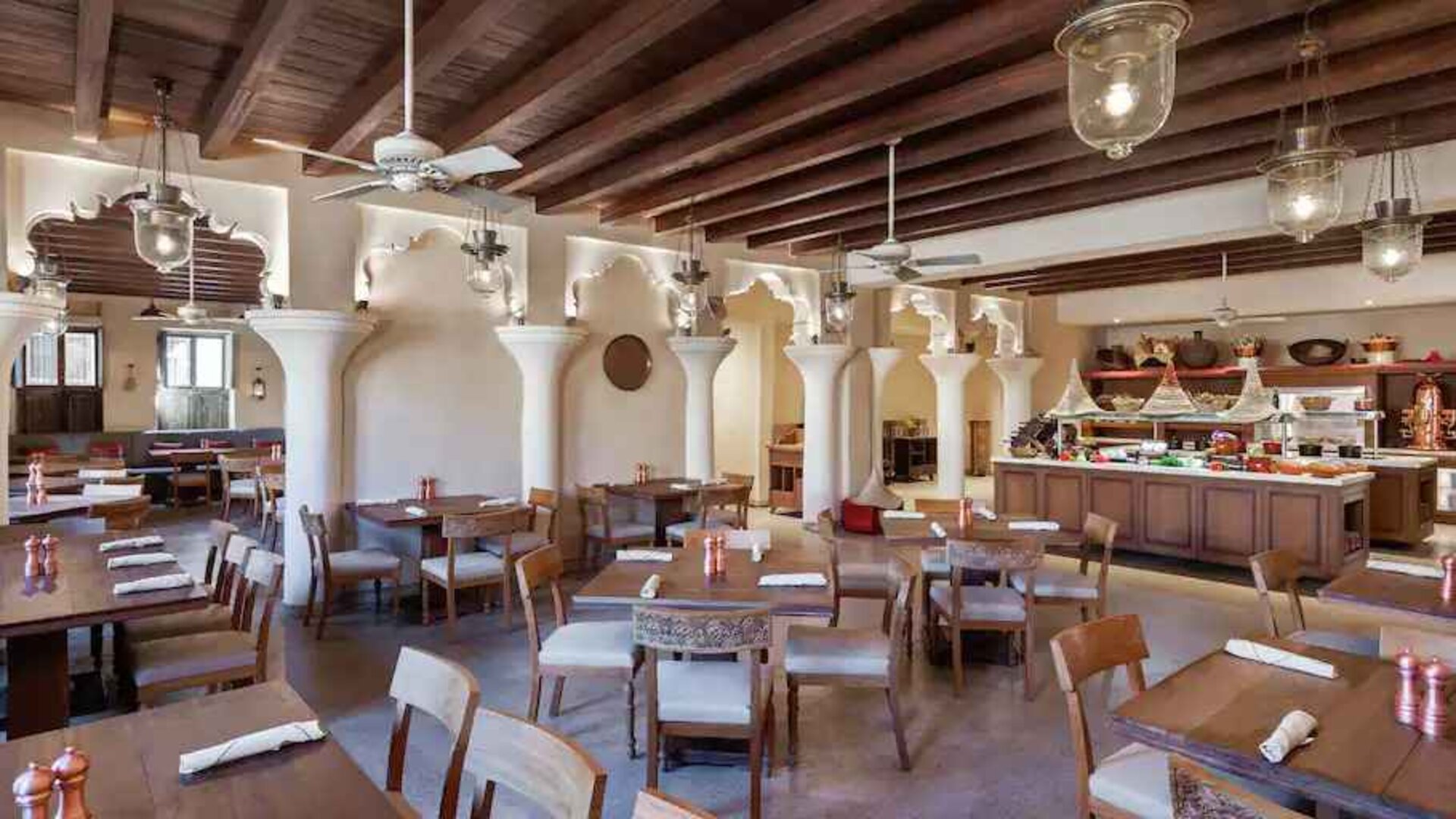 Stilish restaurant area at the Al Seef Heritage Hotel Dubai, Curio Collection by Hilton.