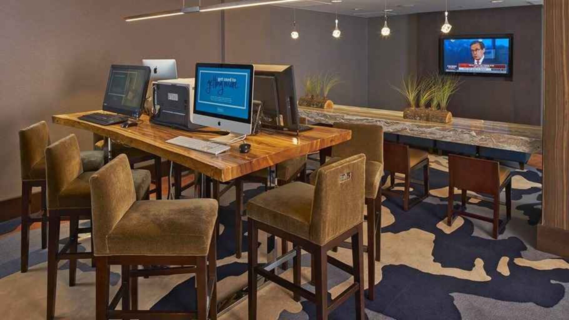 perfect work area fully equipped for coworking or individual work at Hilton Raleigh North Hills.