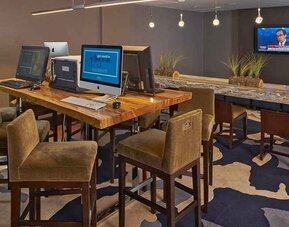 perfect work area fully equipped for coworking or individual work at Hilton Raleigh North Hills.
