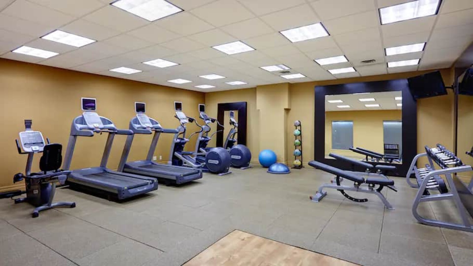 Fully equipped gym at the Hilton Saint John.
