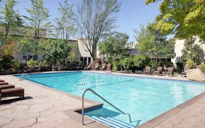 Relaxing outdoor pool at the Hilton Seattle Airport & Conference Center.