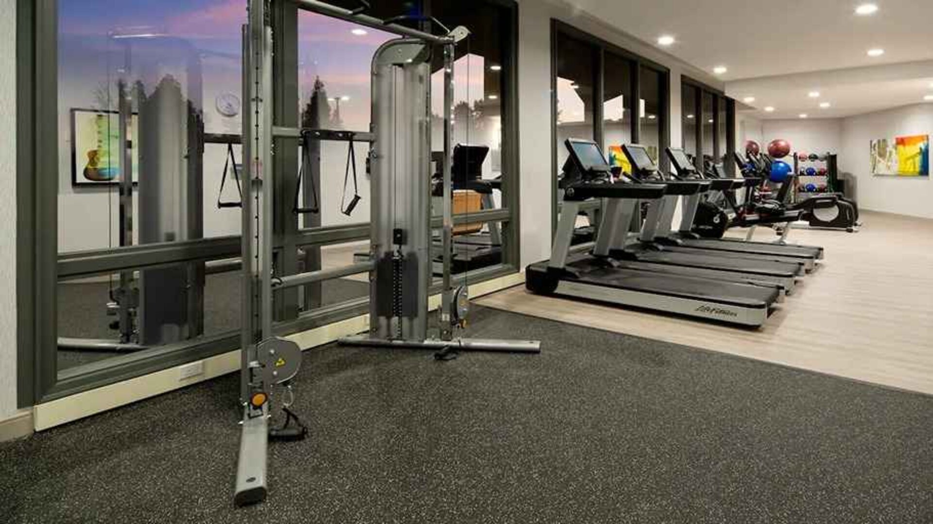 Well-equipped fitness center at DoubleTree by Hilton Hotel Bakersfield.