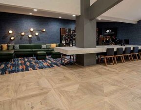 Dedicated area for work and connectivity with a fully equipped work station for online business at DoubleTree by Hilton Hotel Bakersfield.