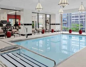 Relaxing indoor pool by the gym at the Hilton Garden Inn Chicago McCormick Place.