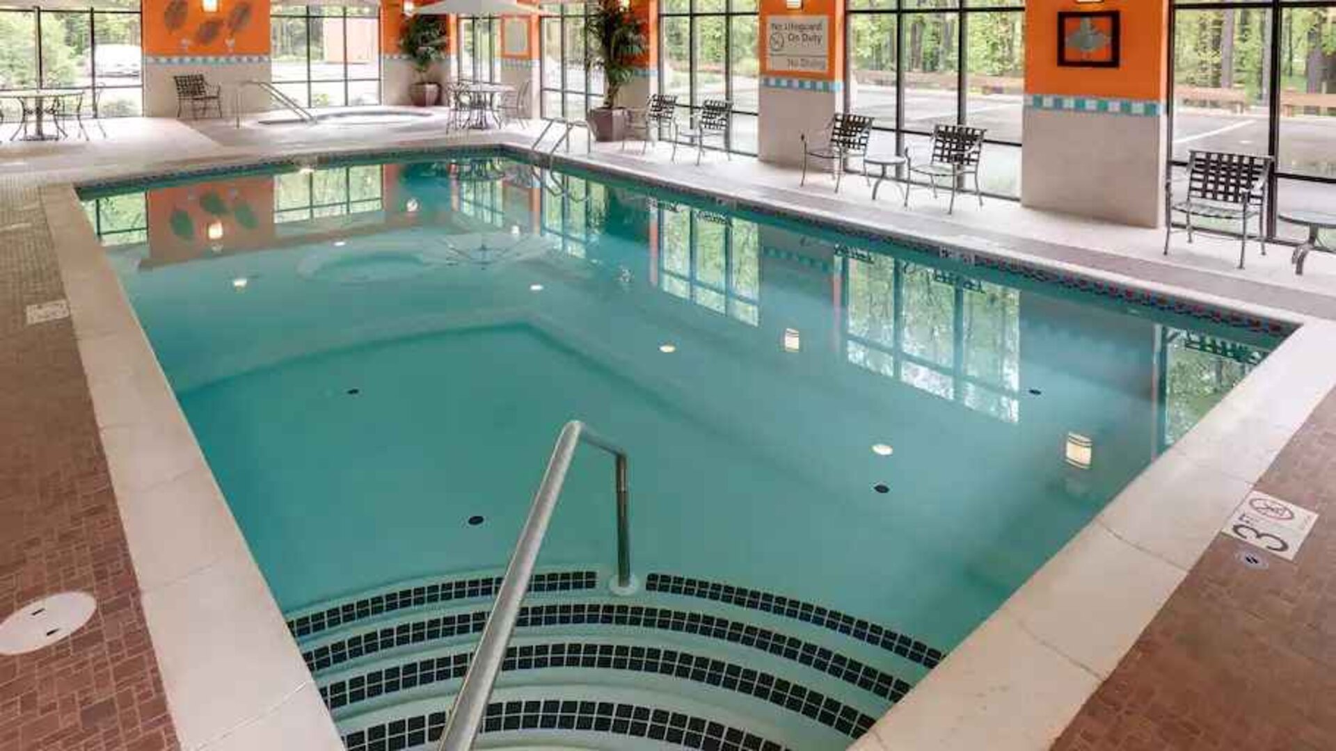 Relaxing indoor swimming pool at the Hampton Inn Springfield South Enfield.