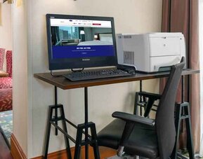 Working station with computer and printer at the Hampton Inn Springfield South Enfield.