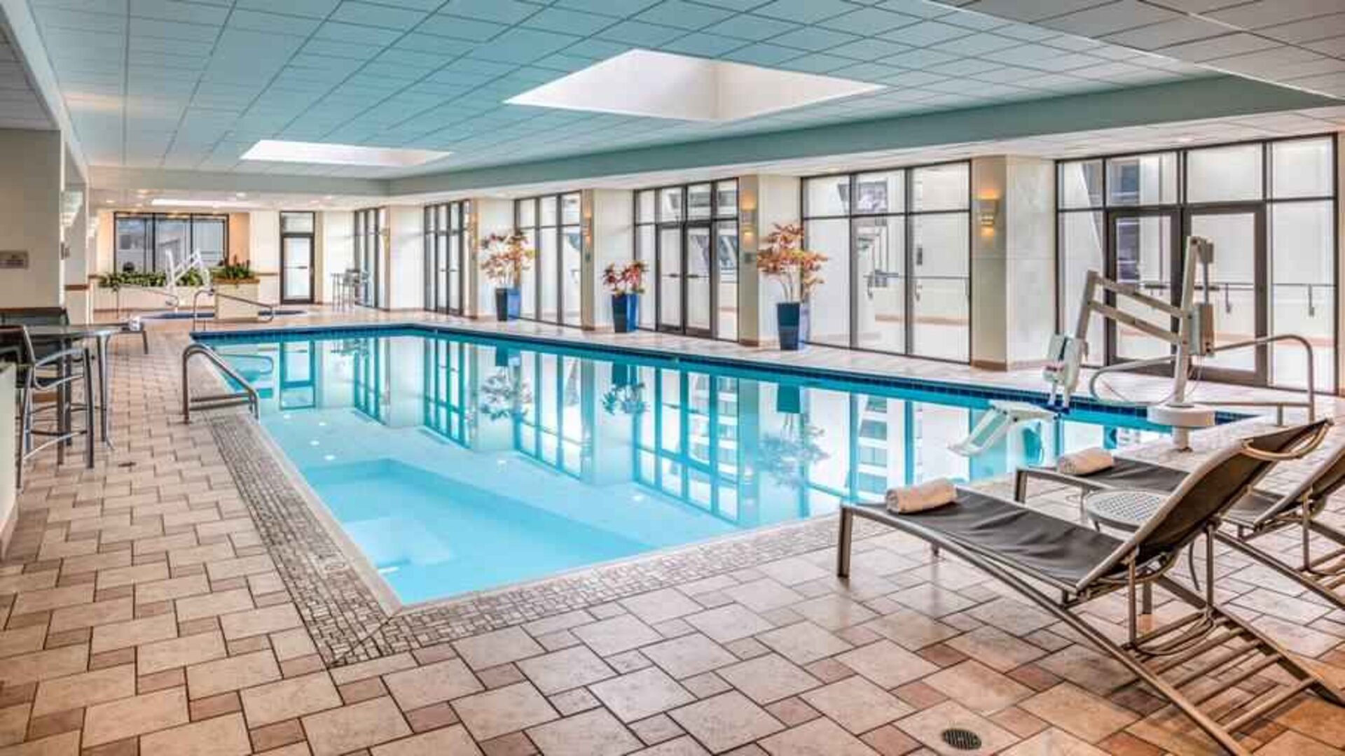 Relaxing indoor pool at the Hilton Salt Lake City Center.