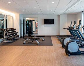 Well-equipped fitness center at at Hilton Garden Inn Austin University.