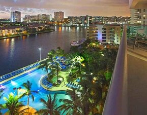 beautiful outdoor pool situated along the river at DoubleTree Resort by Hilton Hollywood Beach.