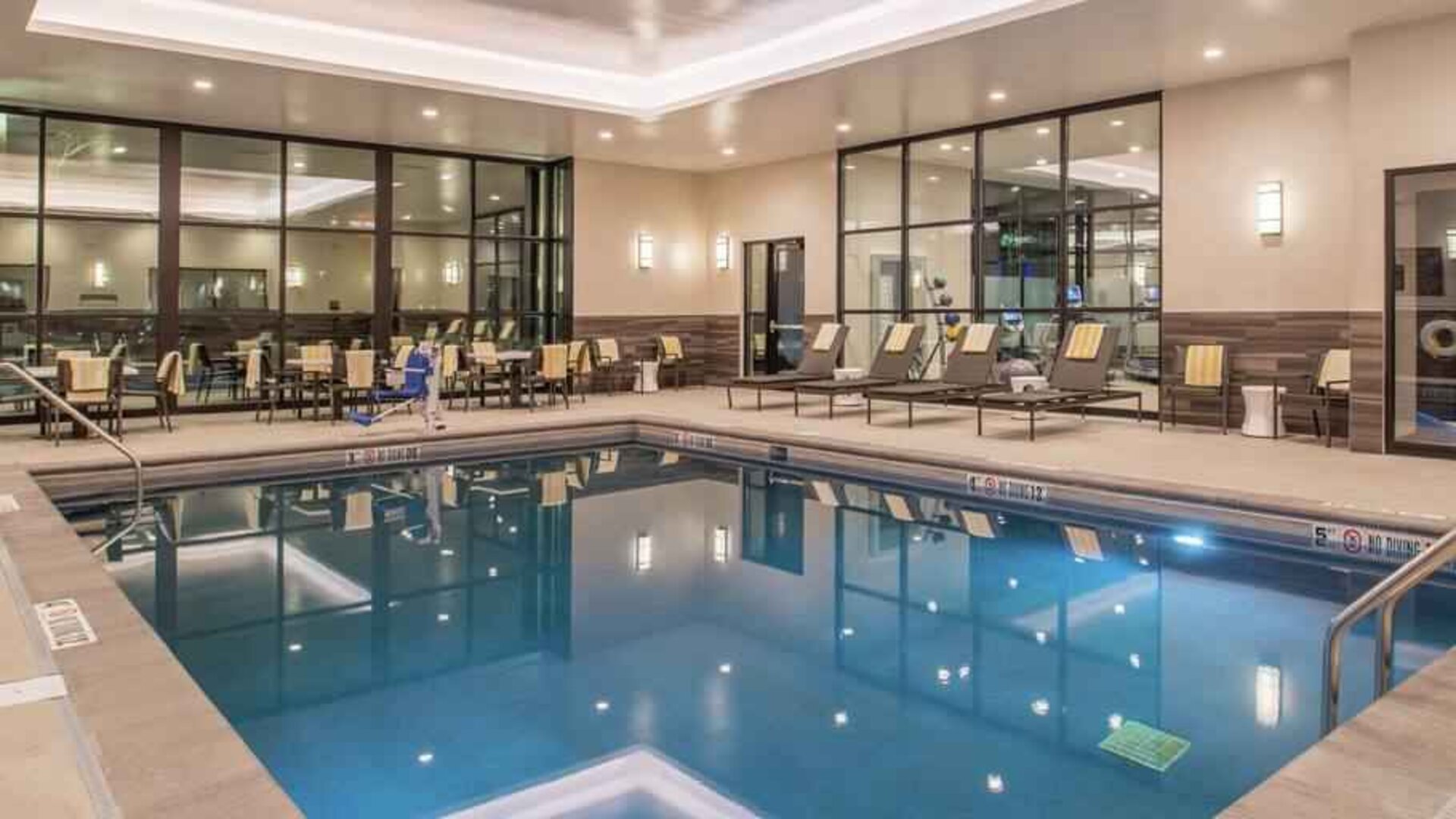 Relaxing indoor swimming pool at the DoubleTree by Hilton Lafayette East.