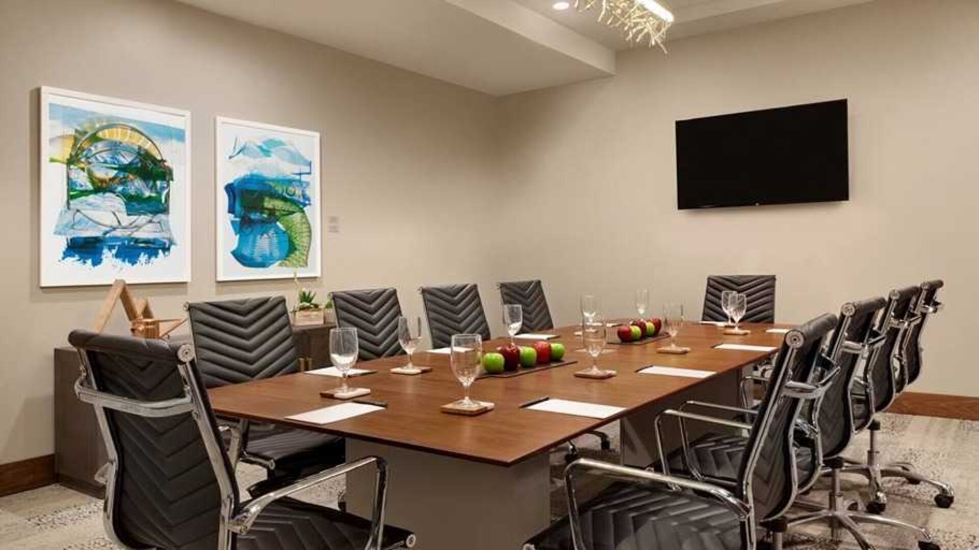 professional meeting room at Embassy Suites by Hilton Boulder.