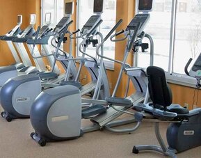 well-equipped fitness center at Hilton Garden Inn St. Louis Airport.