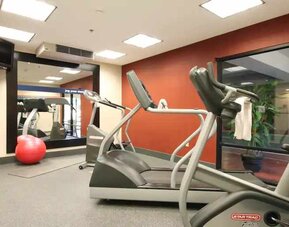 Fitness center at the Hampton Inn Champaign Urbana.