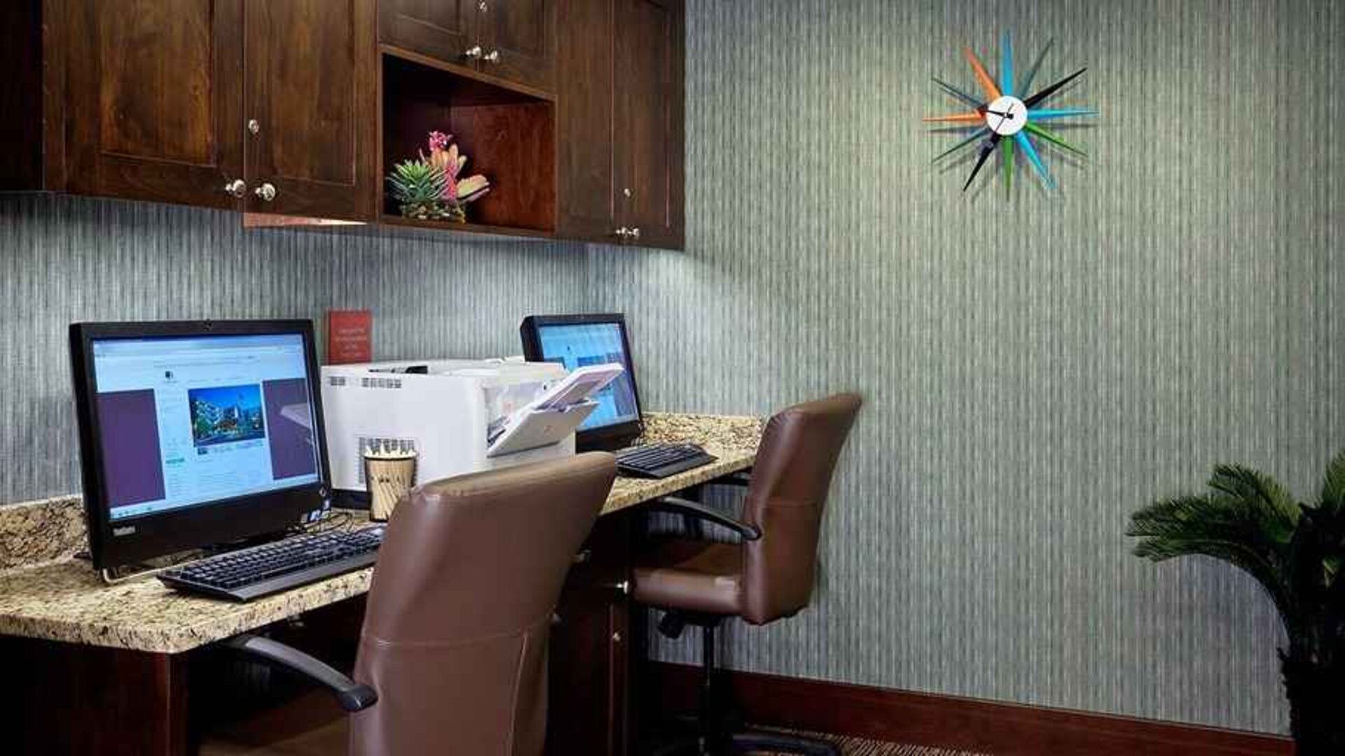 dedicated workspace and business center at DoubleTree by Hilton Hotel Santa Fe.