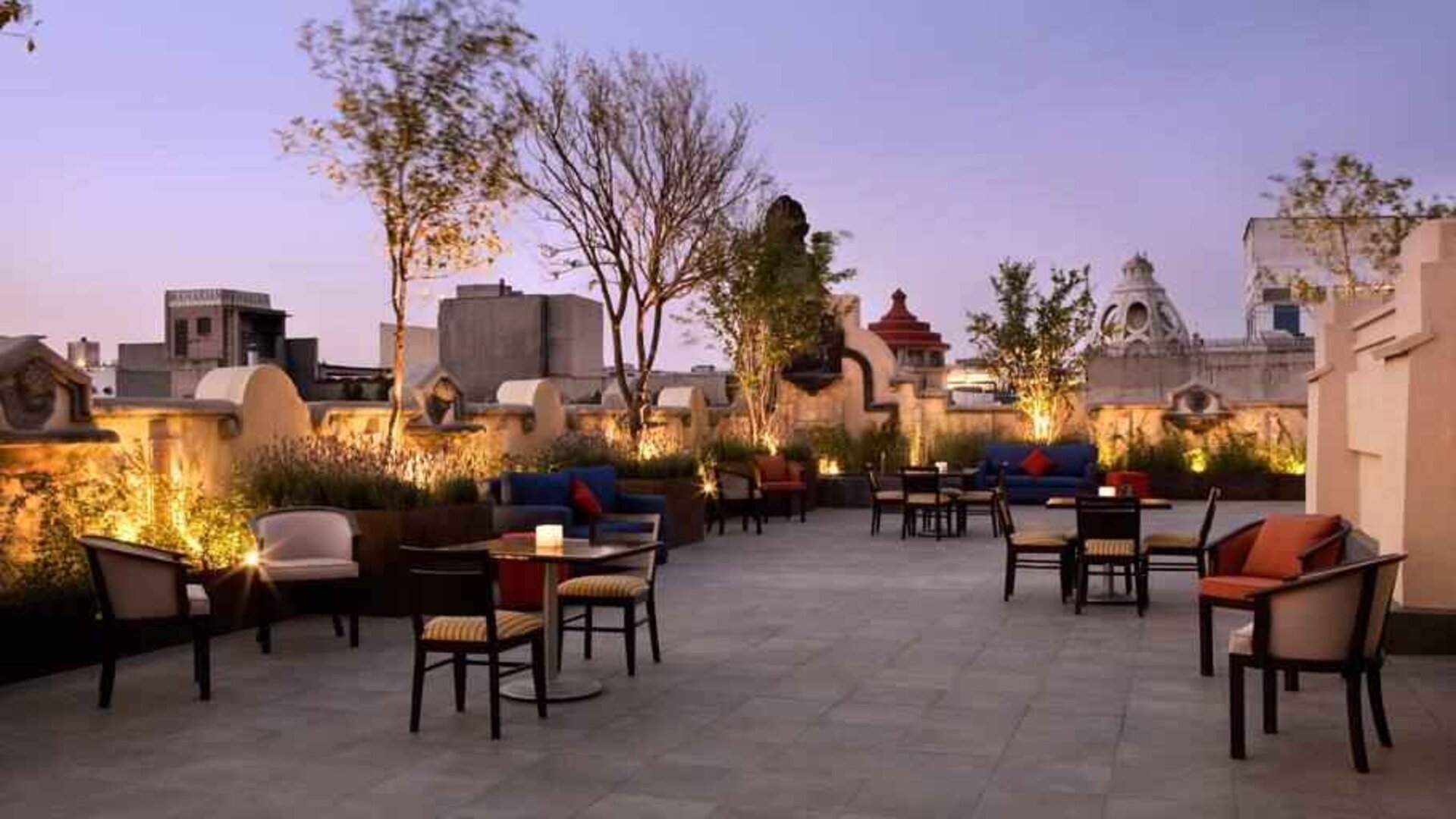 Beautiful outdoor terrace overlooking the historical center at the Hampton Inn & Suites Mexico City - Centro Historico.