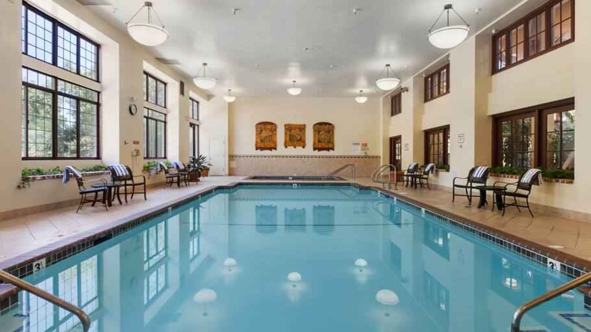 Relaxing indoor pool at the Embassy Suites by Hilton Napa Valley.