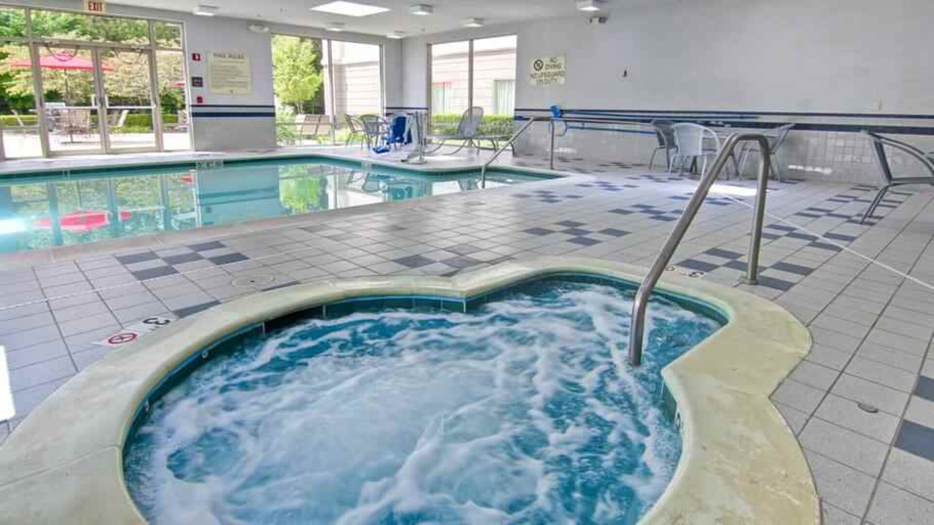 Beautiful indoor pool area at the Hampton Inn & Suites Leesburg.
