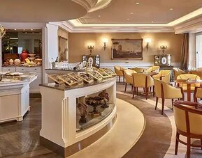 Elegant hotel workspace at the Rome Cavalieri, A Waldorf Astoria Hotel.