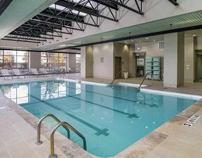olimpic size indoor pool ideal for swimming laps at Embassy Suites by Hilton Detroit Troy Auburn Hills.