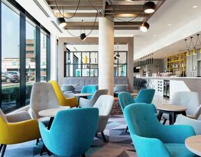 Beautiful hotel workspace at the Hampton by Hilton Belfast City Centre.