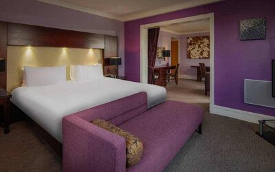 Spacious king suite at the Hilton Belfast Templepatrick Golf & Country Club.