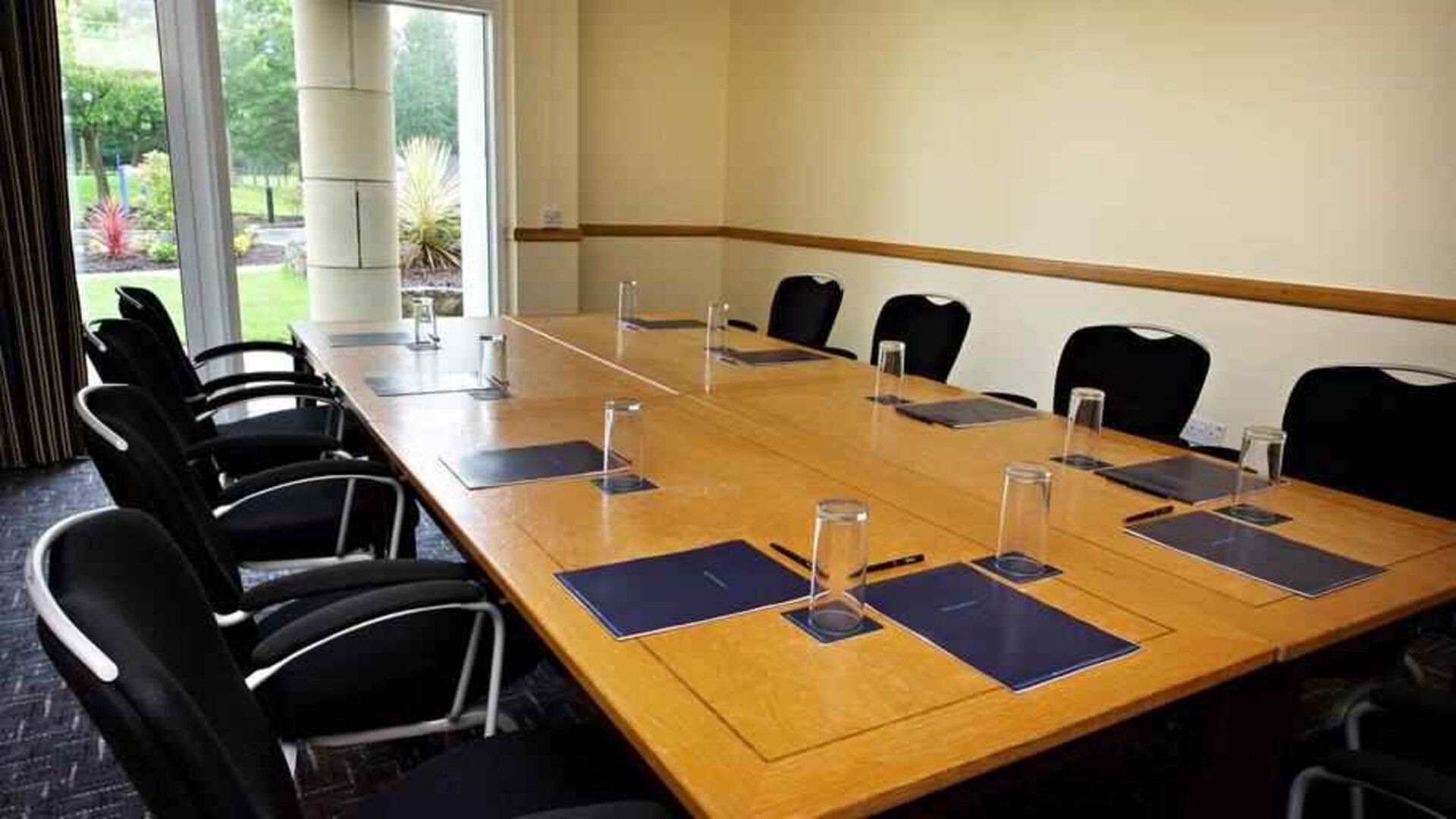 Bright meeting room at the Hilton Belfast Templepatrick Golf & Country Club.