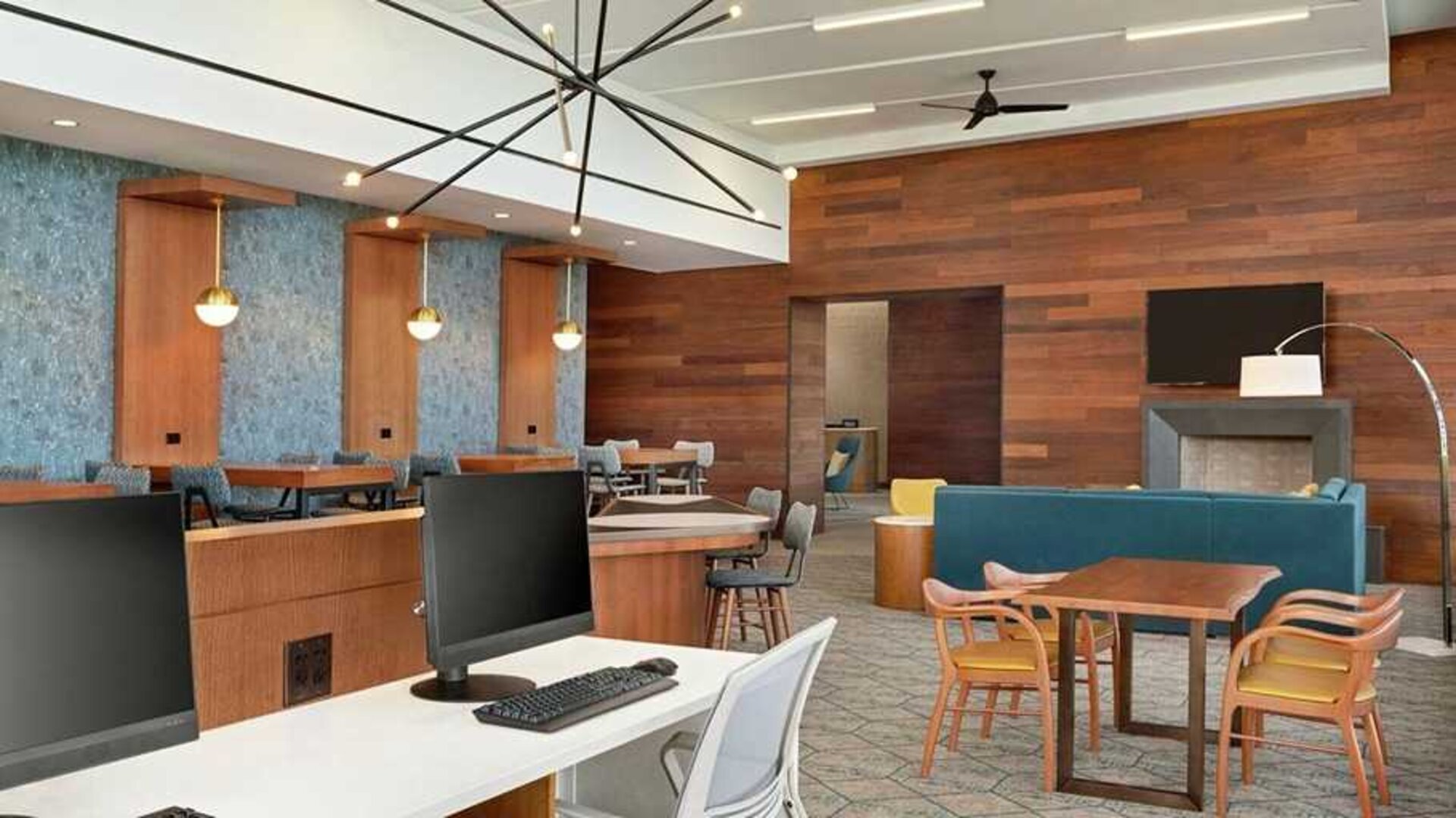 dedicated work station and business center with PC, work desk, internet, and printers at Homewood Suites by Hilton Wilmington Downtown.