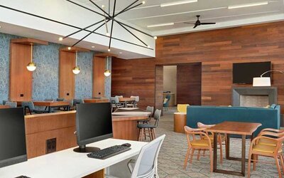dedicated work station and business center with PC, work desk, internet, and printers at Homewood Suites by Hilton Wilmington Downtown.