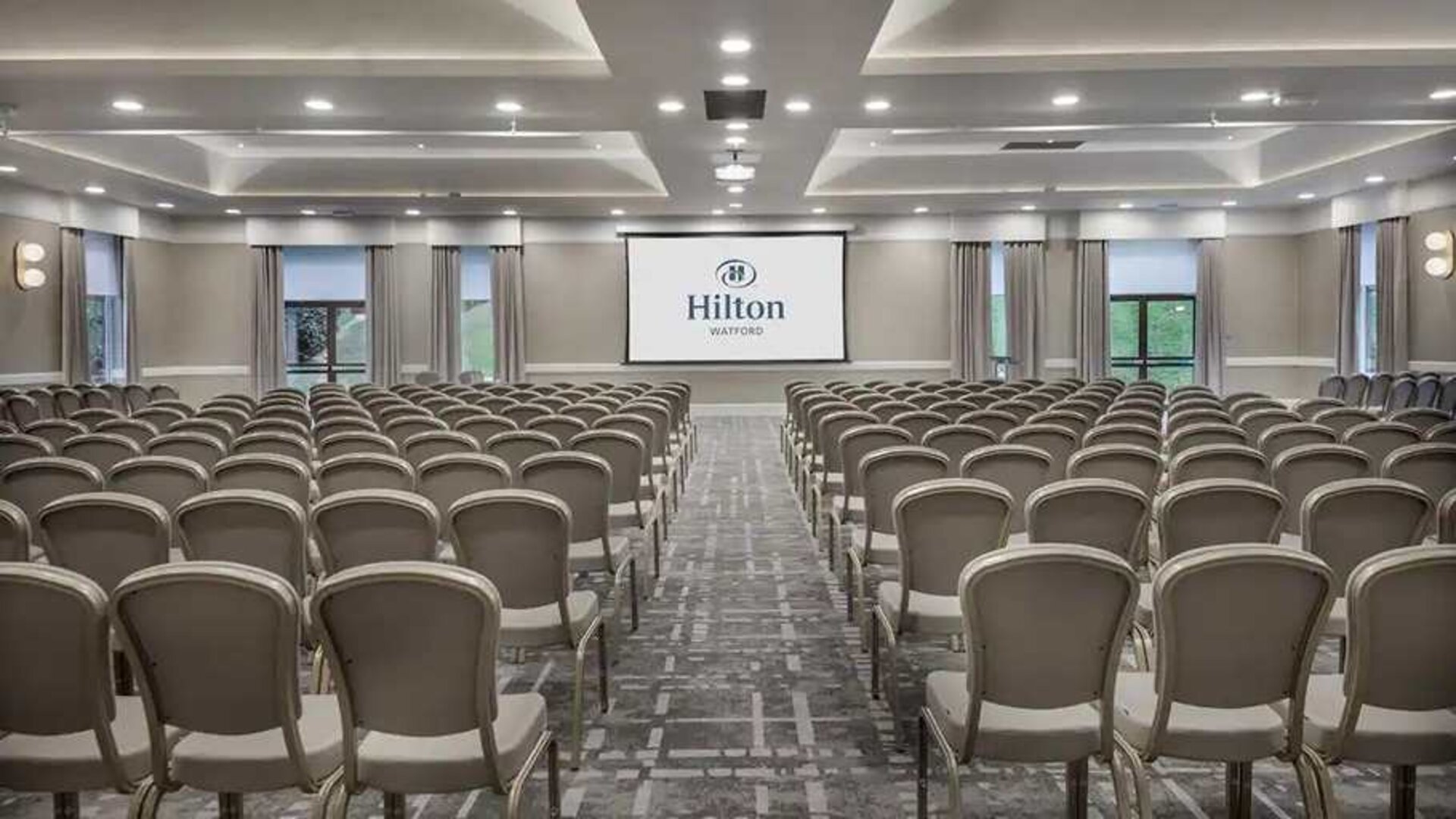 Professional confererence hall and meeting area at Hilton London Watford.