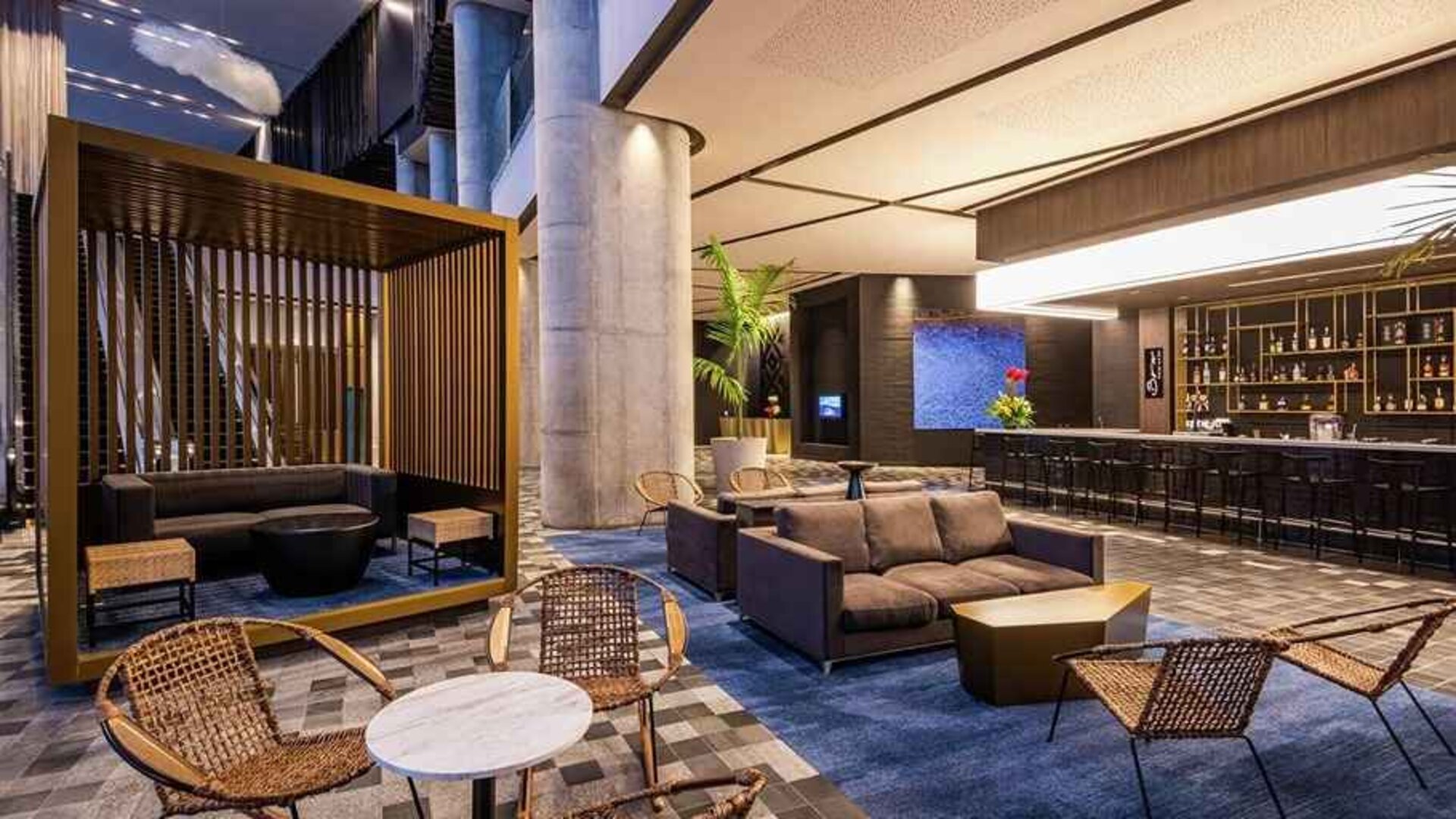 comfortable lobby and coworking space at Hilton Bogota Corferias.