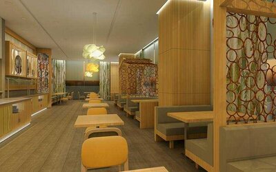 Lobby workspace at the Hilton Garden inn Casablanca Sud.