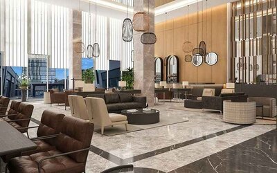 comfortable lobby and lounge area ideal as a coworking space at DoubleTree by Hilton Manisa.