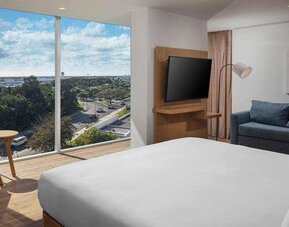 Queen room with view at the Hilton Garden Inn Cancun Airport.