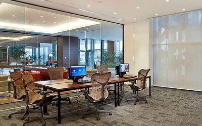 dedicated business center with business desk, chairs, PCs, and internet at Hilton Garden Inn Konya, Turkey.