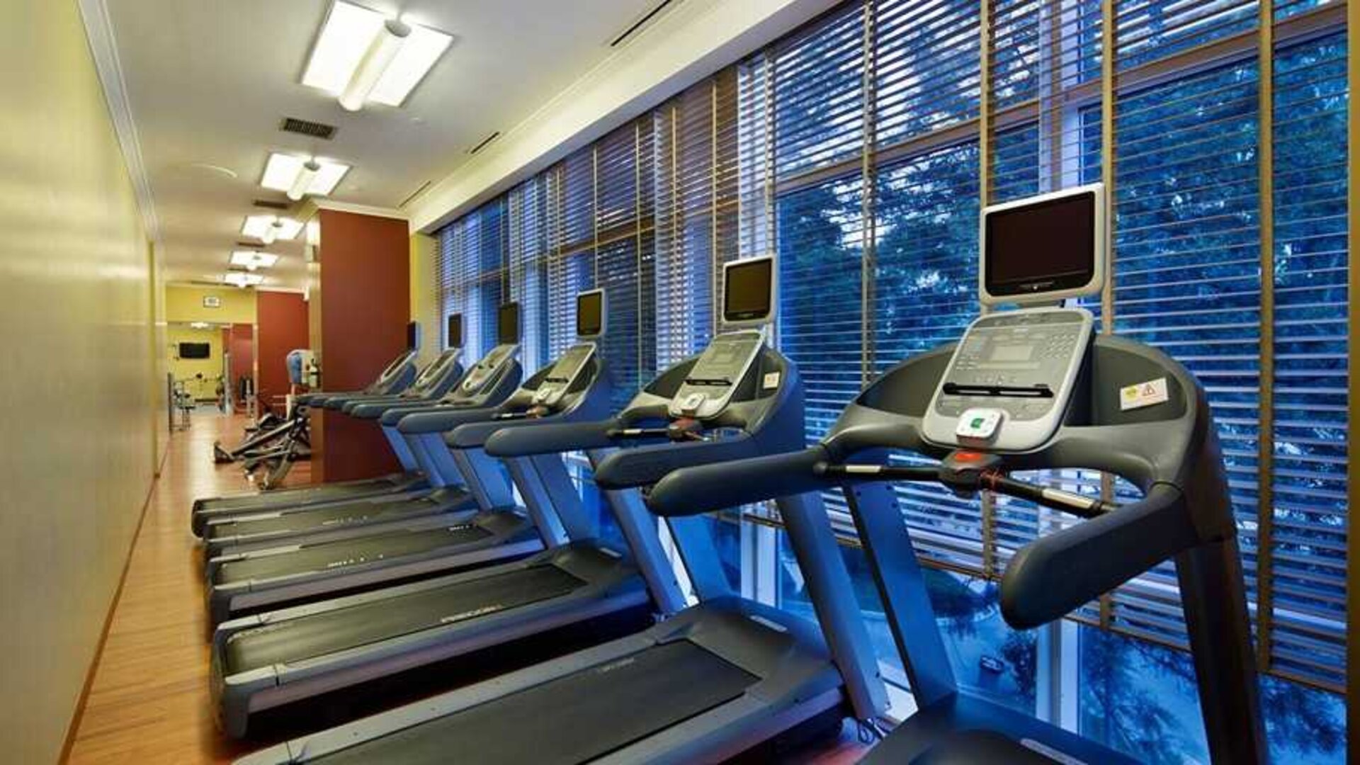 well equipped fitness center with treadmills at Adana HiltonSA.