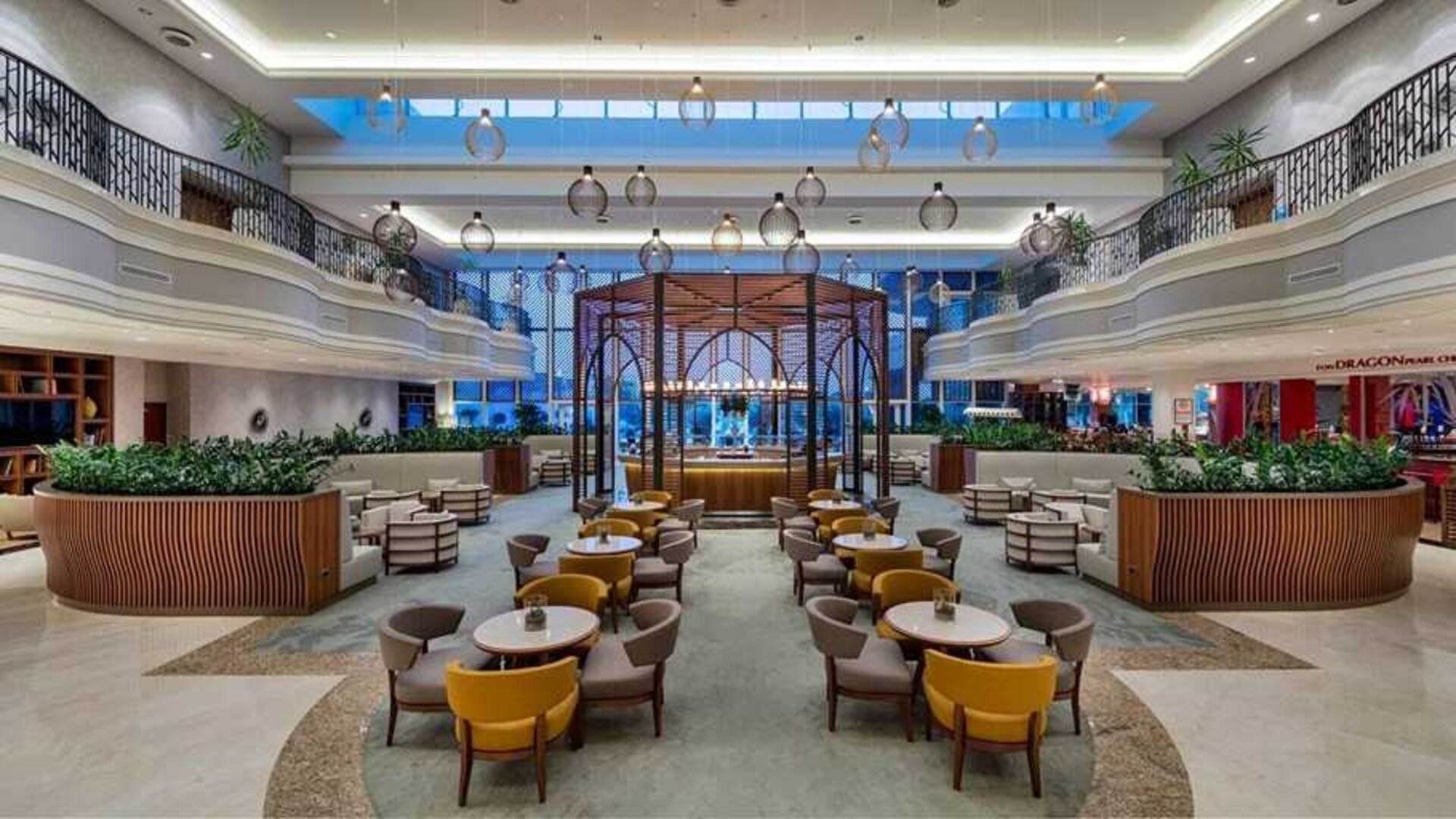 comfortable and spacious lobby and coworking space at Adana HiltonSA.