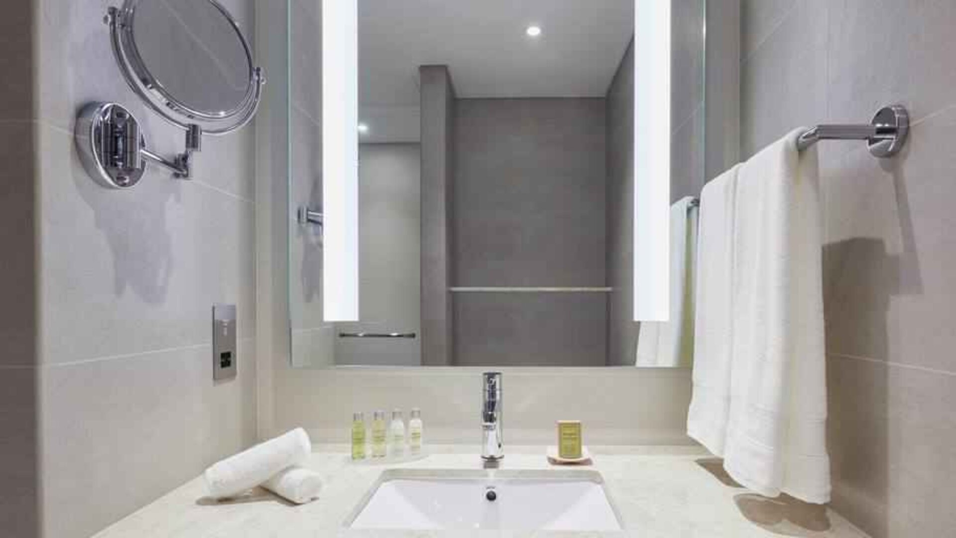 Guest bathroom at the Hilton Garden Inn Muscat Al Khuwair.