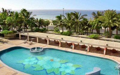 Outdoor pool area at the Jeddah Hilton.