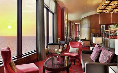 Hotel workspace with view at the Jeddah Hilton.