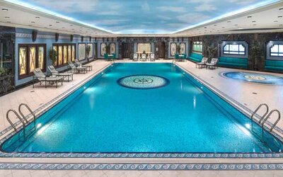 Relaxing indoor pool at the Jeddah Hilton.