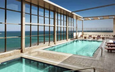 Relaxing outdoor pool at the Hilton Garden Inn Al Jubail.