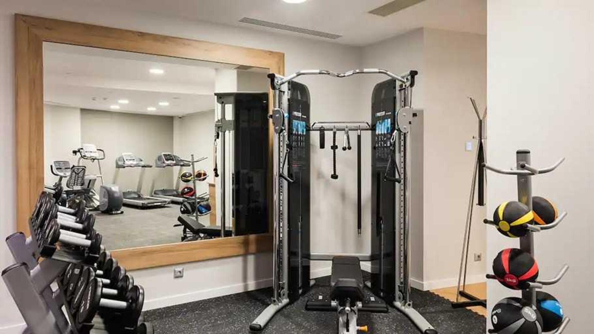 well equipped fitness center at Hilton Garden Inn Bucharest Old Town.