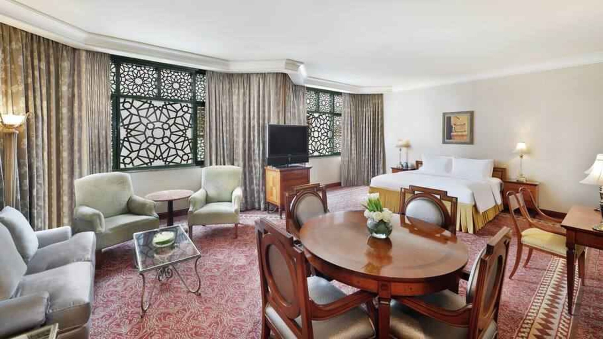 Beautiful and spacious royal suite with working station at the Madinah Hilton Hotel.